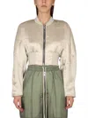 Rick Owens Off-white Girded Bomber Jacket In Grey