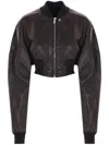 Rick Owens Cropped Black Bomber With Fitted Silhouette In Black