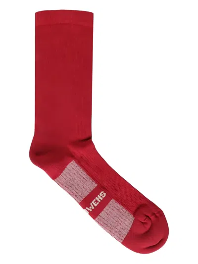 Rick Owens Glitter Socks In Cardinal Red And Pearl