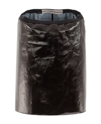 Rick Owens Glossy-finish Short Skirt In Black