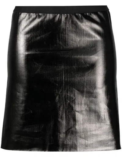 Rick Owens Glossy-finish Short Skirt In Schwarz