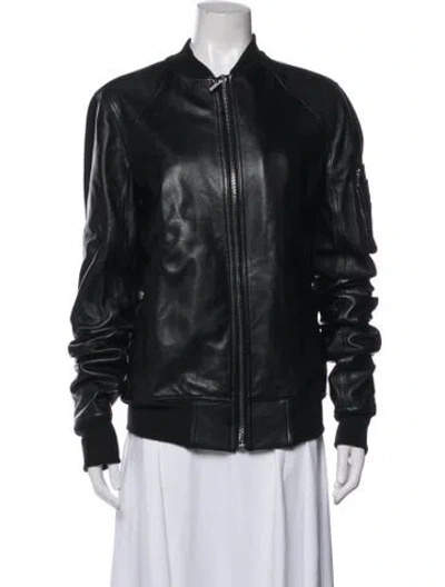 Pre-owned Rick Owens Goat Leather Bomber Jacket In Black