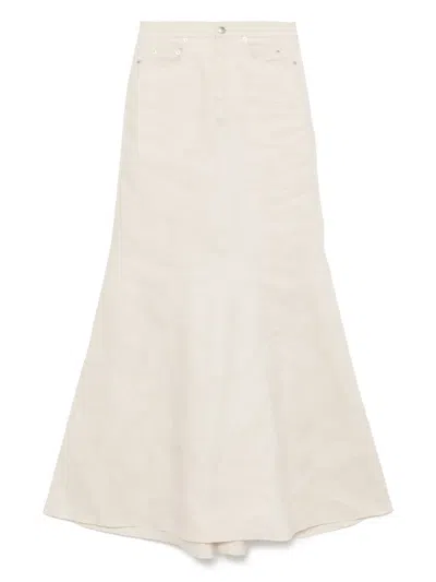 Rick Owens Godet Maxi Skirt In Neutrals