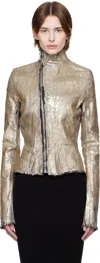 Rick Owens Gary Coated Leather-blend Biker Jacket In 02 Gold