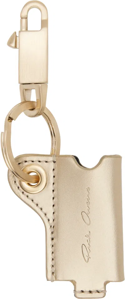 Rick Owens Gold Hollywood Mini Lighter Holder Keychain In Orange