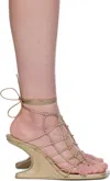 Rick Owens Gold Hollywood Web Cantilever Heeled Sandals In Brown