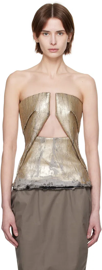 Rick Owens Gold Hollywood Woven Prong Denim Top
