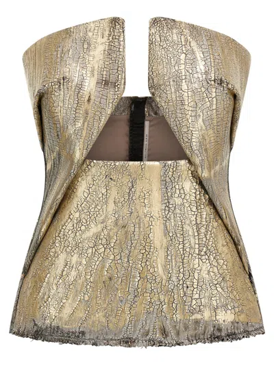 RICK OWENS GOLD WOVEN PRONG TOP