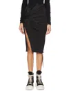 Rick Owens Drkshdw Asymmetric Gathered Frayed Denim Midi Skirt