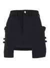 Rick Owens Stefan Black Mini-skirt With Patch Pockets In Wool Woman In Black