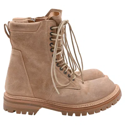 Rick Owens Goodyear-welted Boots In Beige Suede In Brown