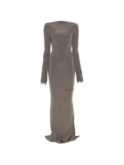 Rick Owens Elegant Temple Gown With Modern Silhouette In Brown