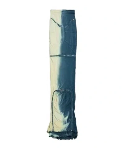 Rick Owens Gradient Denim Maxi Skirt In Blue