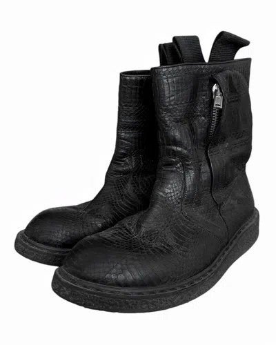 Pre-owned Rick Owens Grail Ss09 Strutter Python Pull On Creeper Boot In Black
