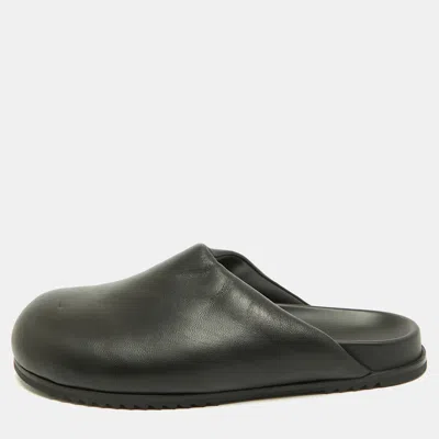 Pre-owned Rick Owens Granola Size 42 Black Leather Flat Mules