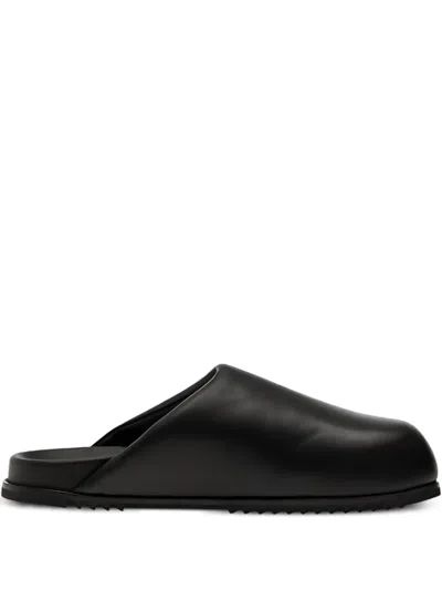 Rick Owens Granola Leather Slippers In Black