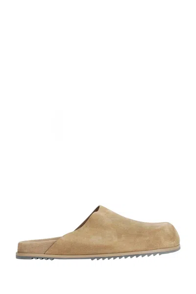 Rick Owens Granola Suede Mules In Neutral