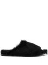 Rick Owens Fured Open-toe Slides In Black