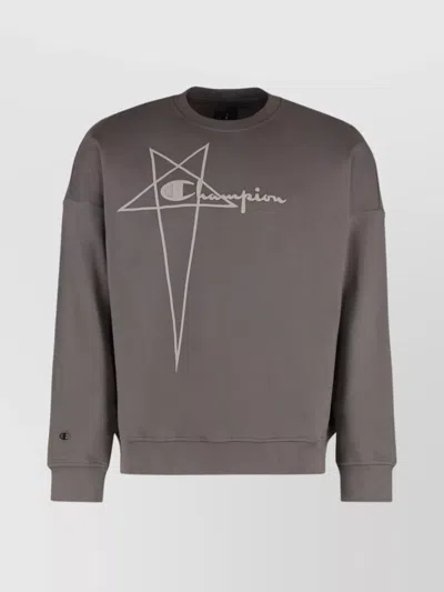 RICK OWENS GRAPHIC PRINT COTTON CREW-NECK SWEATSHIRT