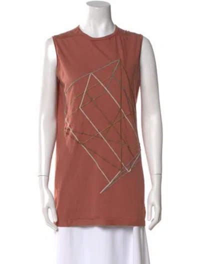 Pre-owned Rick Owens Graphic Print Crew Neck Top In Pink