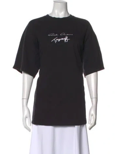 Pre-owned Rick Owens Graphic Print Crew Neck T-shirt In Black