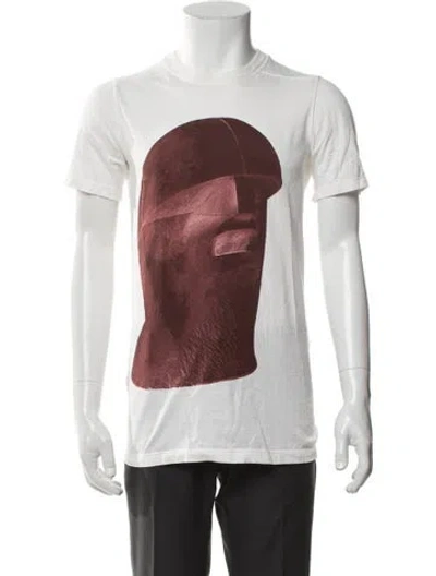 Pre-owned Rick Owens Graphic Print Crew Neck T-shirt In White