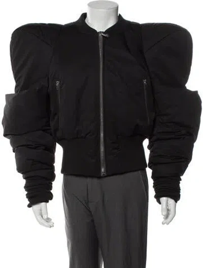 Pre-owned Rick Owens Graphic Print Puffer Coat In Black