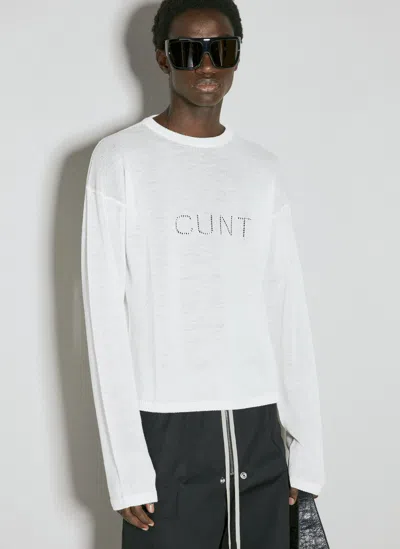Rick Owens Graphic Wool Sweater In White