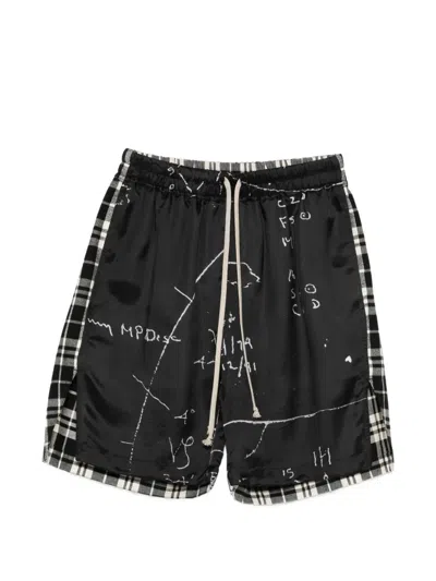 Rick Owens Graphic-print Shorts In Black