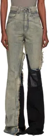 Rick Owens Gray & Black Concordians Bolan Bootcut Jeans In Blue