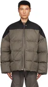 Rick Owens Gray & Black Paneled Down Jacket In 0934 Black/dust
