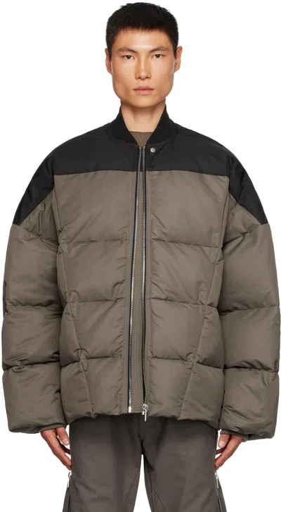 Rick Owens Gray & Black Paneled Down Jacket In 0934 Black/dust