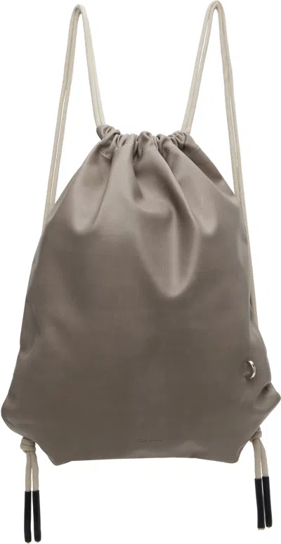 Rick Owens Gray & Off-white Concordians Drawstring Backpack