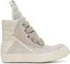 Rick Owens Gray & Off-white Hollywood Jumbolace Geobasket Sneakers In 4111 Dinge/milk/milk