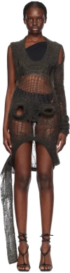 Rick Owens Gray Asymmetric Sweater In 78 Drkdust