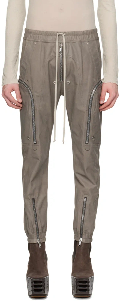 Rick Owens Gray Bauhaus Leather Cargo Pants In 34 Dust