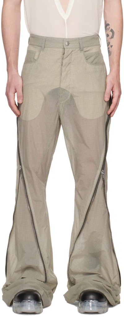 Rick Owens Bolan Banana Zip Check Nylon Trousers In 08 Pearl