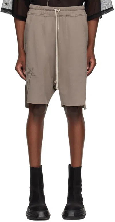Rick Owens Gray Champion Edition Beveled Pods Shorts In 34 Dust
