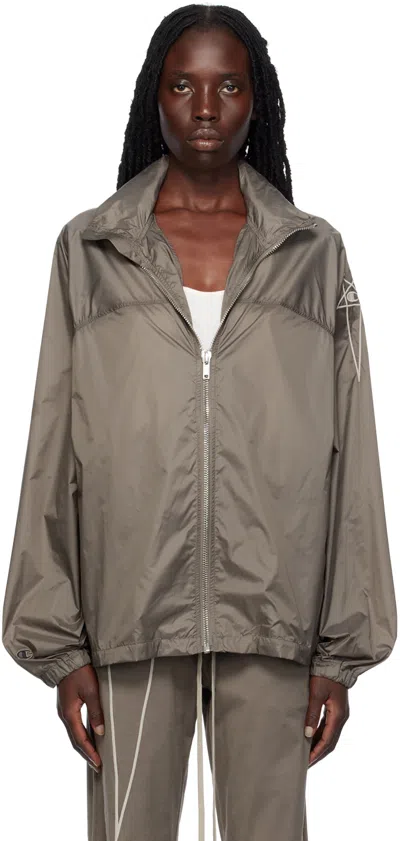 Rick Owens Gray Champion Edition Mountain Bomber Jacket In 34 Dust