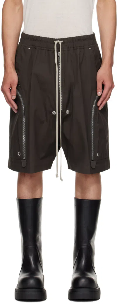 Rick Owens Gray Concordians Bauhaus Bela Shorts In Brown