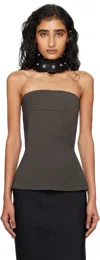 Rick Owens Gray Concordians Bustier Top In Brown