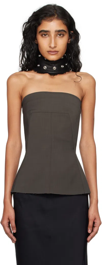 Rick Owens Gray Concordians Bustier Top In Brown