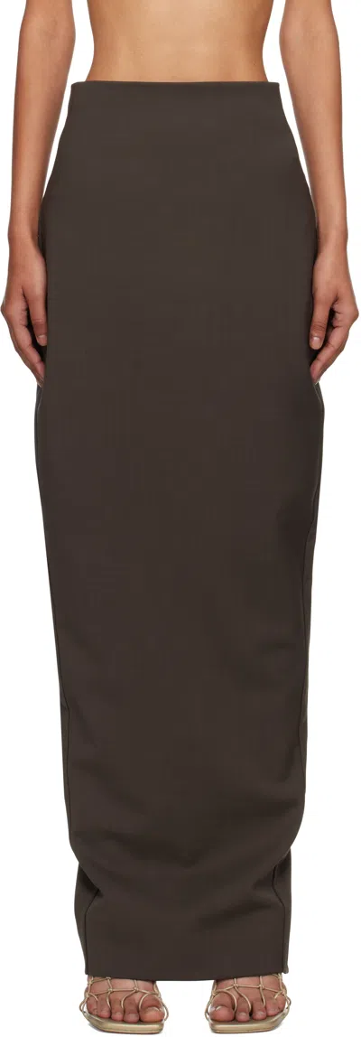 Rick Owens Gray Concordians Dirt Pillar Maxi Skirt In Brown