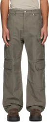 Rick Owens Gray Concordians Double Cargo Pants In Green