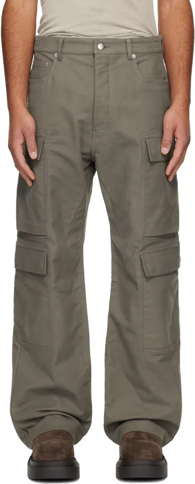 Rick Owens Gray Concordians Double Cargo Pants In Green