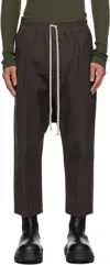 Rick Owens Gray Concordians Drawstring Cropped Trousers In Gold