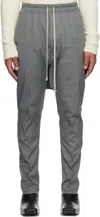 Rick Owens Gray Concordians Drawstring Long Trousers In Gray