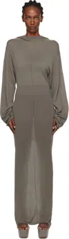 Rick Owens Gray Concordians Hooded Maxi Dress In Gray