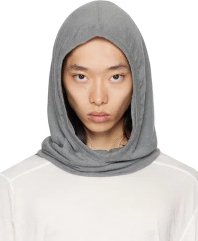 Rick Owens Gray Concordians Knit Hood In Brown