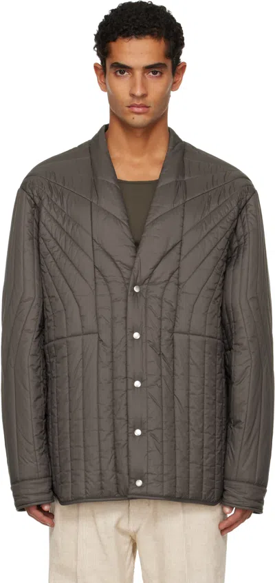 Rick Owens Gray Concordians Ls Quilted Liner Down Jacket In Brown